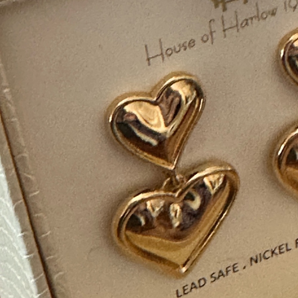 House of Harlow 1960 Shiny Gold Heart Earrings